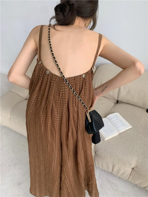 Loose Open Back Maxi Sleeveless Jumpsuits