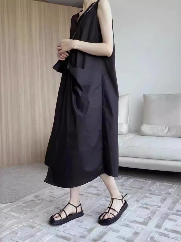 V-neck design loose slim vest dress sleeveless dress – girlgard V-neck design loose slim vest dress sleeveless dress – girlgard