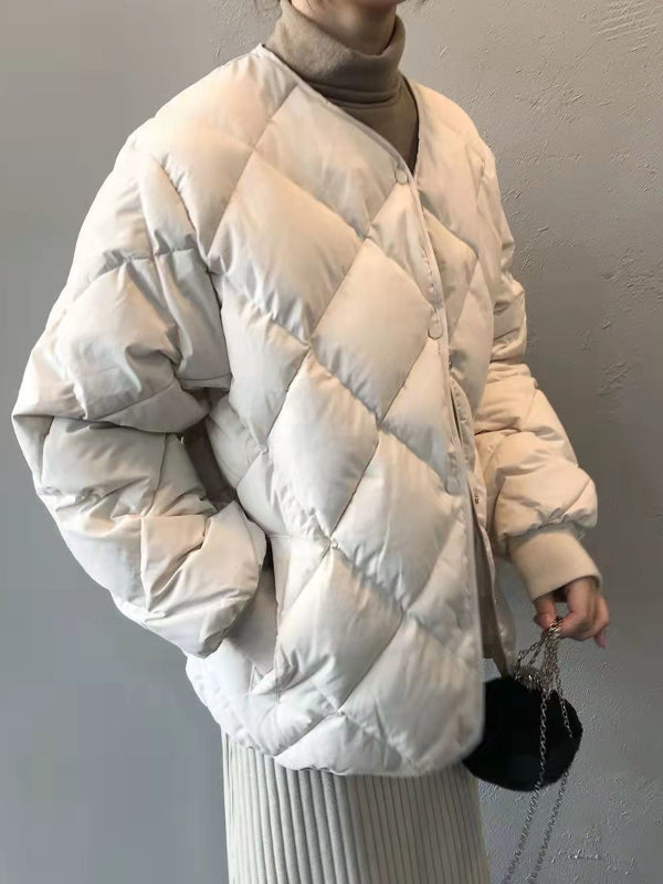 Retro rhombus simple loose casual top jacket