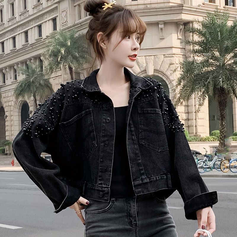 Plus Size Beaded Denim Jacket