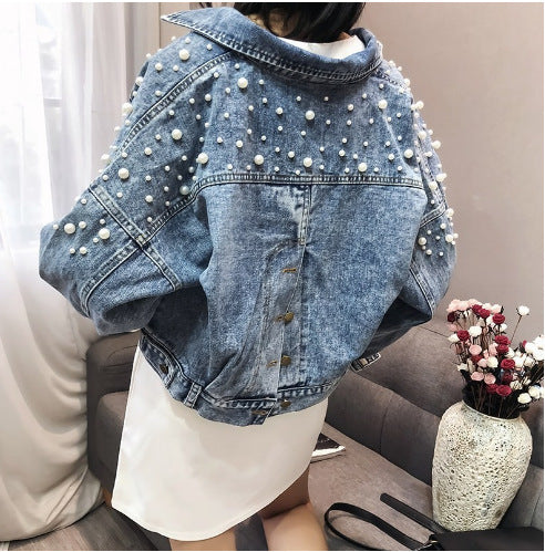 Plus Size Beaded Denim Jacket