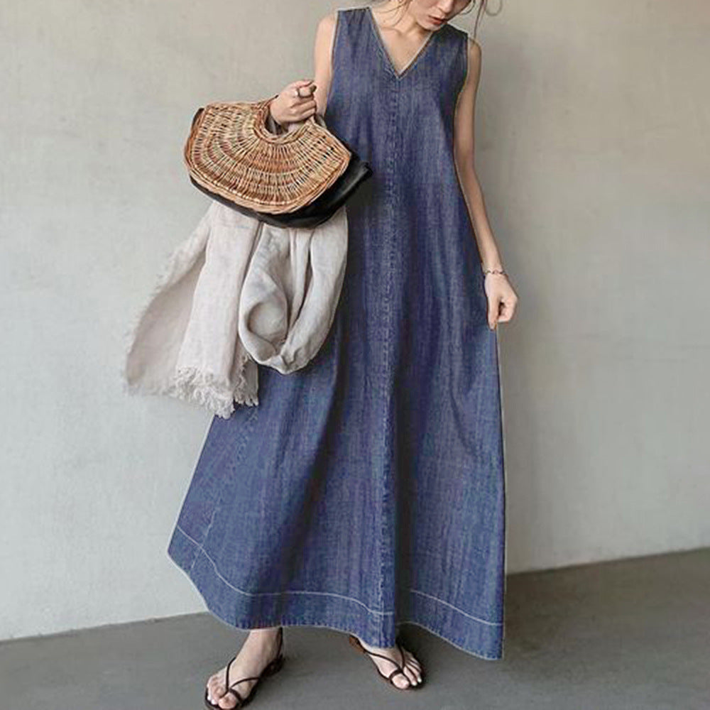 Fashion V-neck Denim Dress