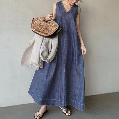 Fashion V-neck Denim Dress