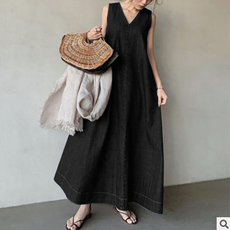 Fashion V-neck Denim Dress
