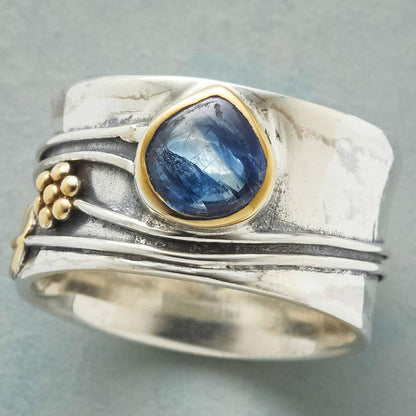 Delicate Drop Aquamarine Petal Rings