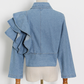 Ruffled Deep V-neck Denim Shirt Top