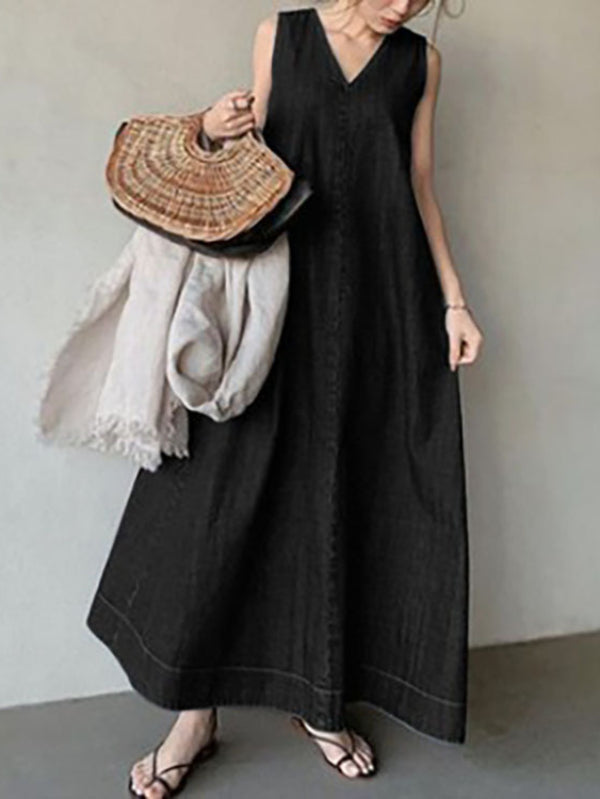 Fashion V-neck Denim Dress