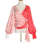 Irregular Balloon Sleeve Tie Shirt Top