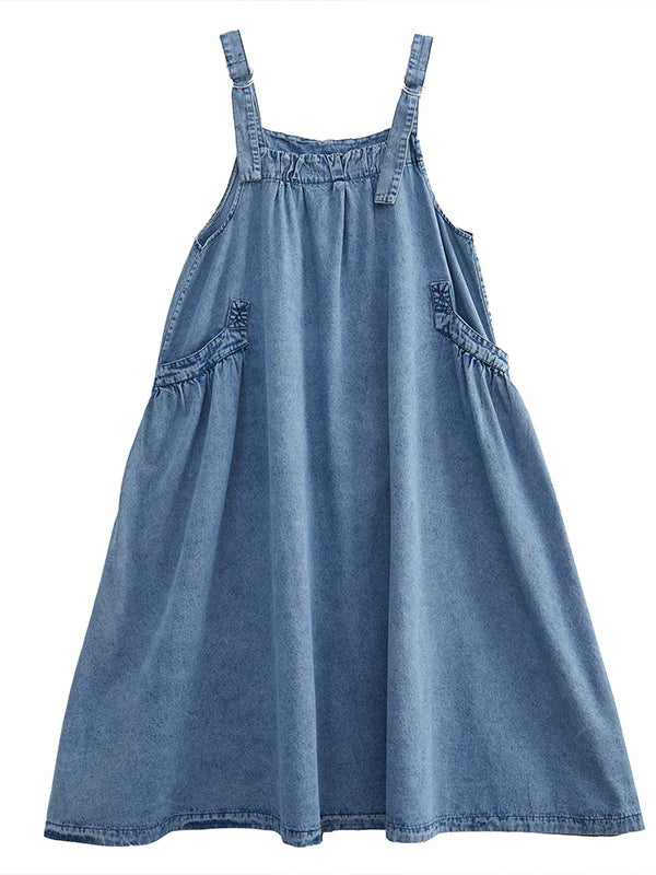 Vintage Loose Denim Suspender Dress