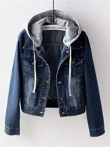 Long Sleeve Denim Hooded Jacket