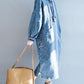 Fashionable Slit hooded long sleeve denim dress