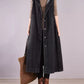 Long Oversized Loose Denim Sleeveless Hooded Vest