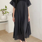 Patchwork pleated flying sleeves long dress