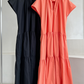 Fashionable niche design V-neck loose pleated cake skirt dress
