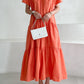 Fashionable niche design V-neck loose pleated cake skirt dress