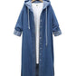 Hooded Long Sleeve Denim Jacket