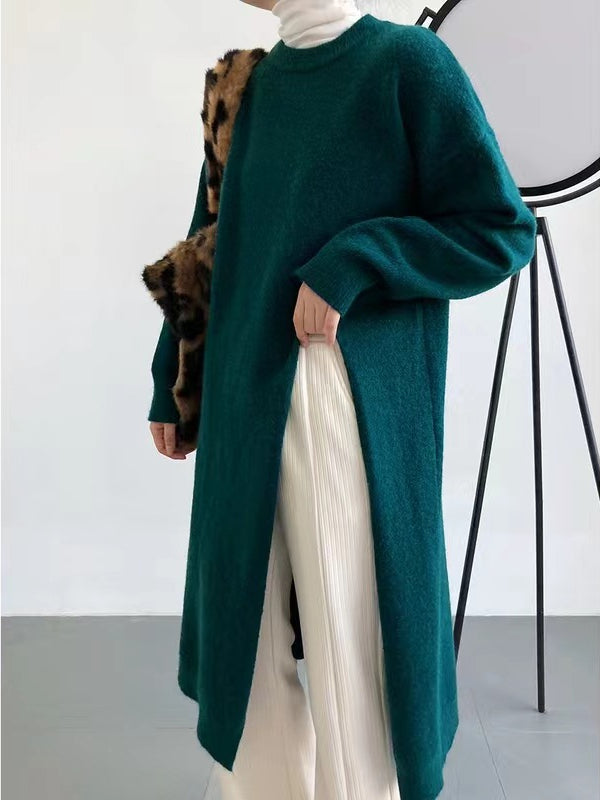 Knitted Slit Sweater Dress