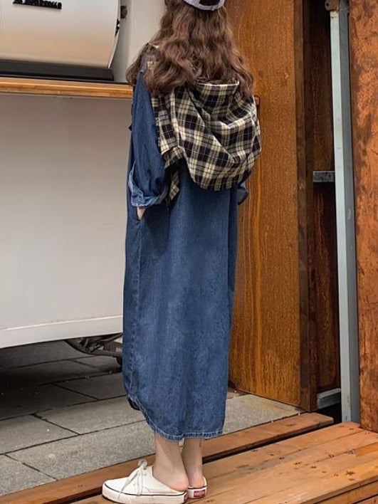 Fashion Long Sleeve Shirt Denim Dress