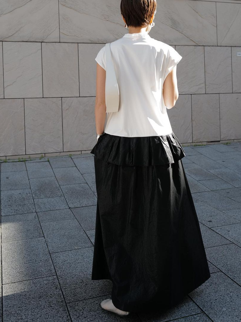 Fashion Sleeveless Round Neck Panel Long Dress