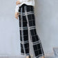 Casual Loose Wide Leg Checkered Drawstring Pants