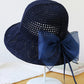 Stylish Knitting Bow-Embellished Sun-Protection Large Wide Brim Hat