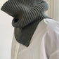 3 Colors Simple High-Neck Asymmetric Knitted Scarf