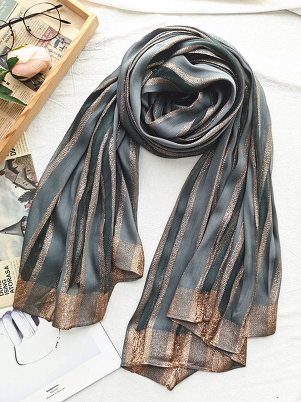 Contrast Colors Striped Light Maturity Silk Scarf&Shawl – girlgard