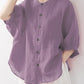 Retro Cotton Linen Lantern Sleeve Top Shirt