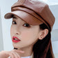 Personality Solid PU Beret Hat
