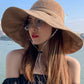 Bow-Embellished Solid Color Big Brim Fisherman Hat