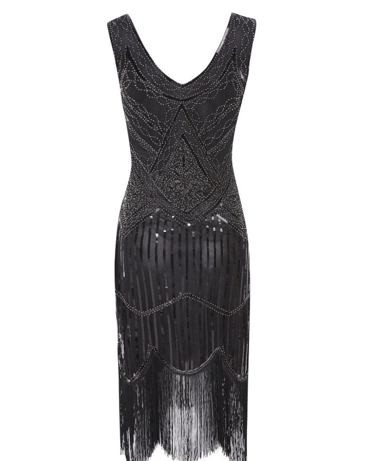 Plus Size Vintage Sequin Tassel Party Evening Dress Style 10