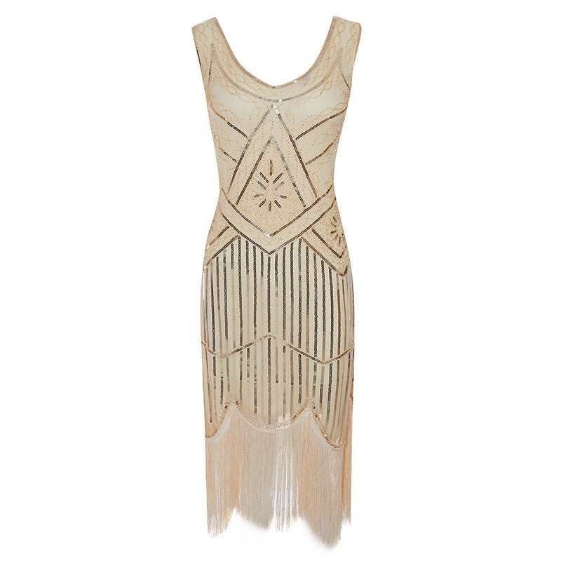Plus Size Vintage Sequin Tassel Party Evening Dress Style3 – girlgard