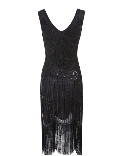 Plus Size Vintage Sequin Tassel Party Evening Dress Style 4