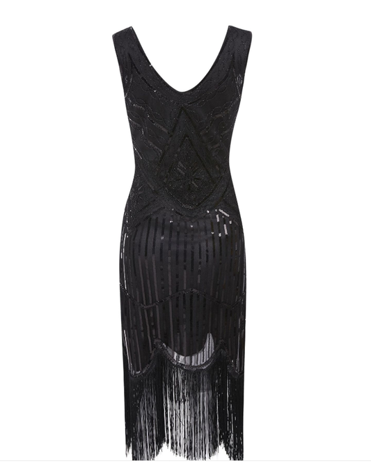 Plus Size Vintage Sequin Tassel Party Evening Dress Style 4