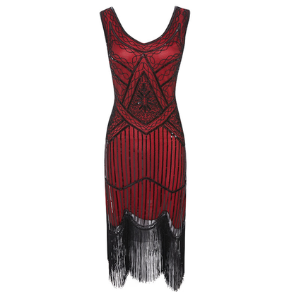 Plus Size Vintage Sequin Tassel Party Evening Dress Style 5 – girlgard