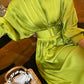 Urban Pleated With Waistband Batwing Sleeves Dresses