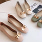 Fashion Solid Color PU Square Toe Flat Shoes