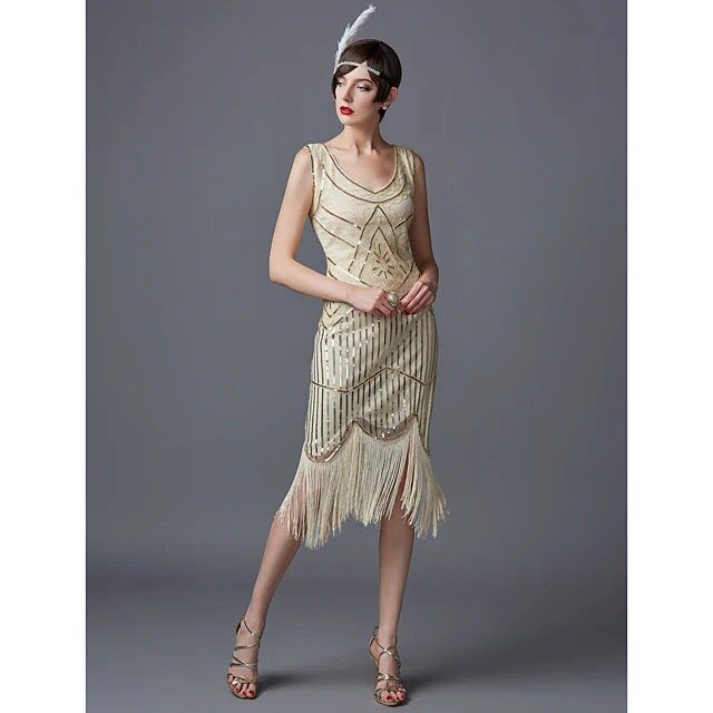 Plus Size Vintage Sequin Tassel Party Evening Dress Style3