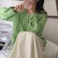 Pleated Cutout Loose Long Sleeve Shirt