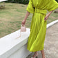 Urban Pleated With Waistband Batwing Sleeves Dresses