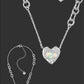 Heart Shape Synthetic Opal Necklace Stud Earrings Ring Ear Clip