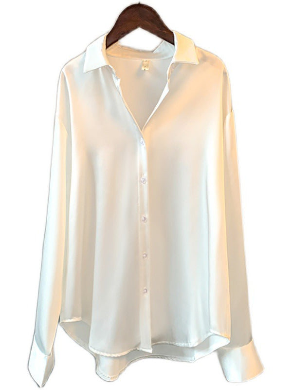 Long Sleeve Vintage Satin Shirts