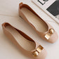 Fashion Solid Color PU Square Toe Flat Shoes