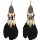 National Original 5 Colors Feather Tassels Beads Chains 6 Colors Earrings
