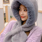 Casual Warm Solid Color With Scarf Knitted Hat