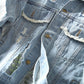Retro Loose Hollow Hole Embroidered Denim Jacket