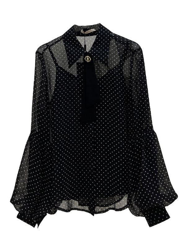 Polka Dot Bell Sleeve Shirt