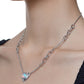 Heart Shape Synthetic Opal Necklace Stud Earrings Ring Ear Clip