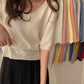 Fashion Loose Solid Color V-neck Half Sleeve Sweater Top