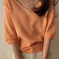 Fashion Loose Solid Color V-neck Half Sleeve Sweater Top